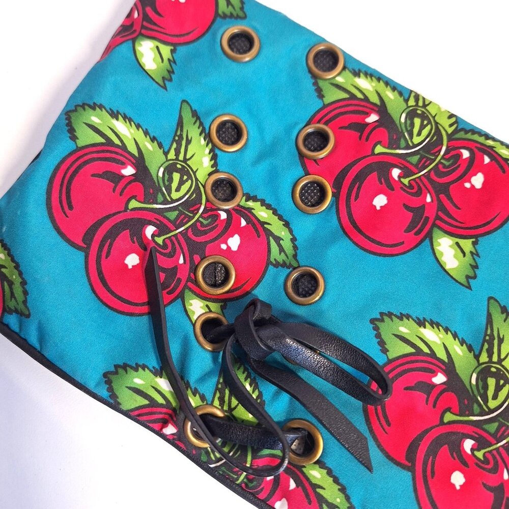 Betseyville Betsey Johnson Cherry HandBag Purse Chain & Leather Strap Turquoise - Picture 6 of 9